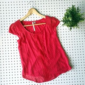 LAUREN CONRAD sweet feminine Swiss dot red top